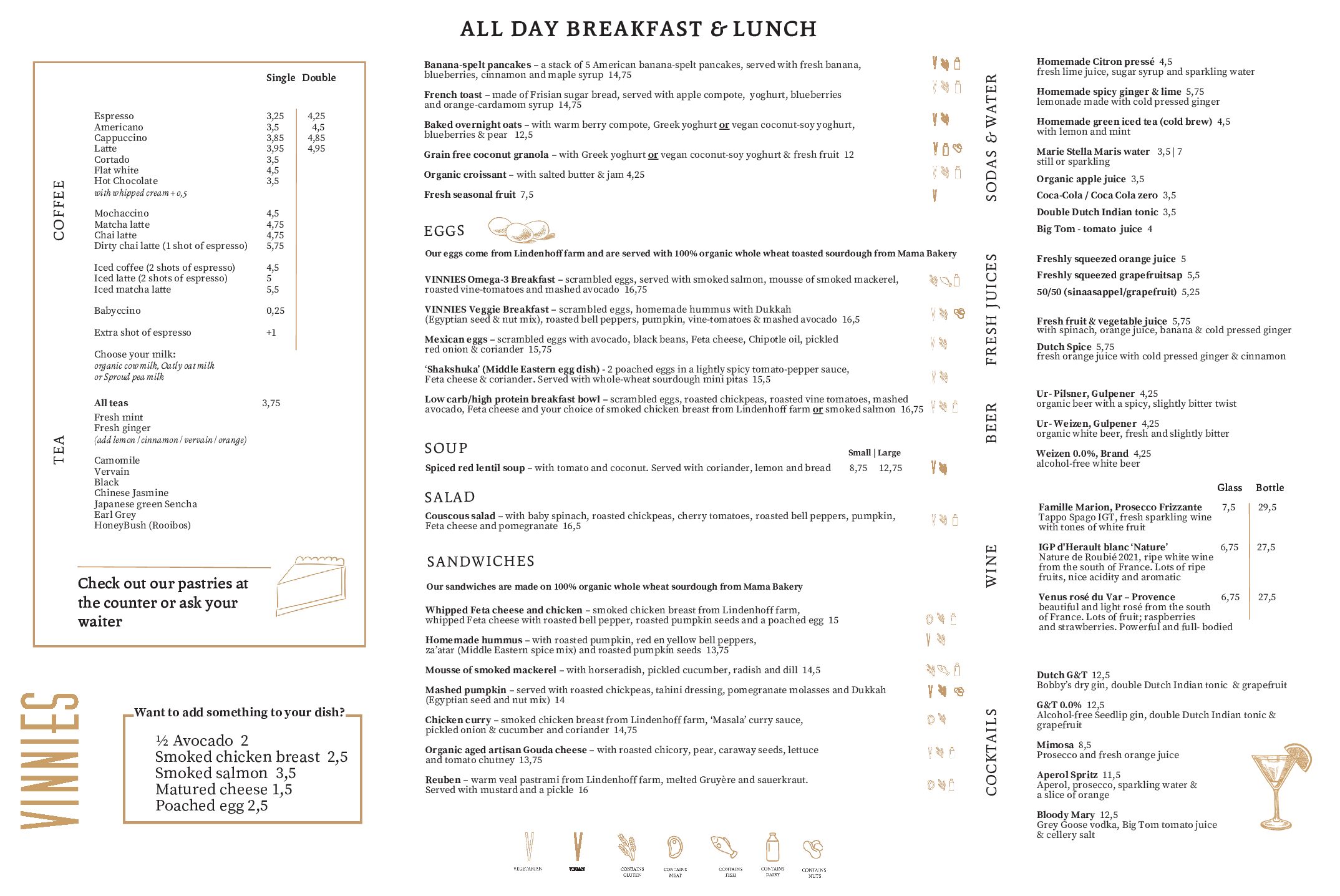 Menu | VINNIES Amsterdam